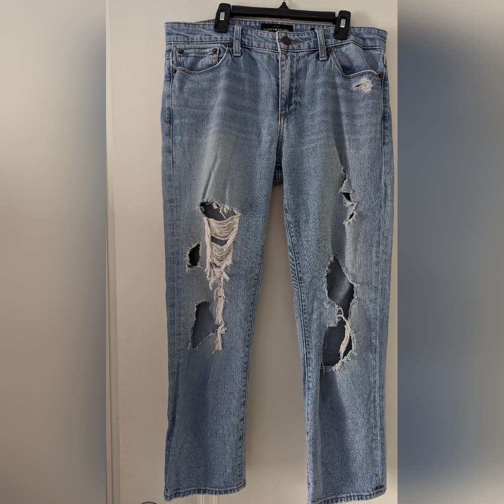 Lucky Brand sweet crop) Ankle jeans women's distressed light wash